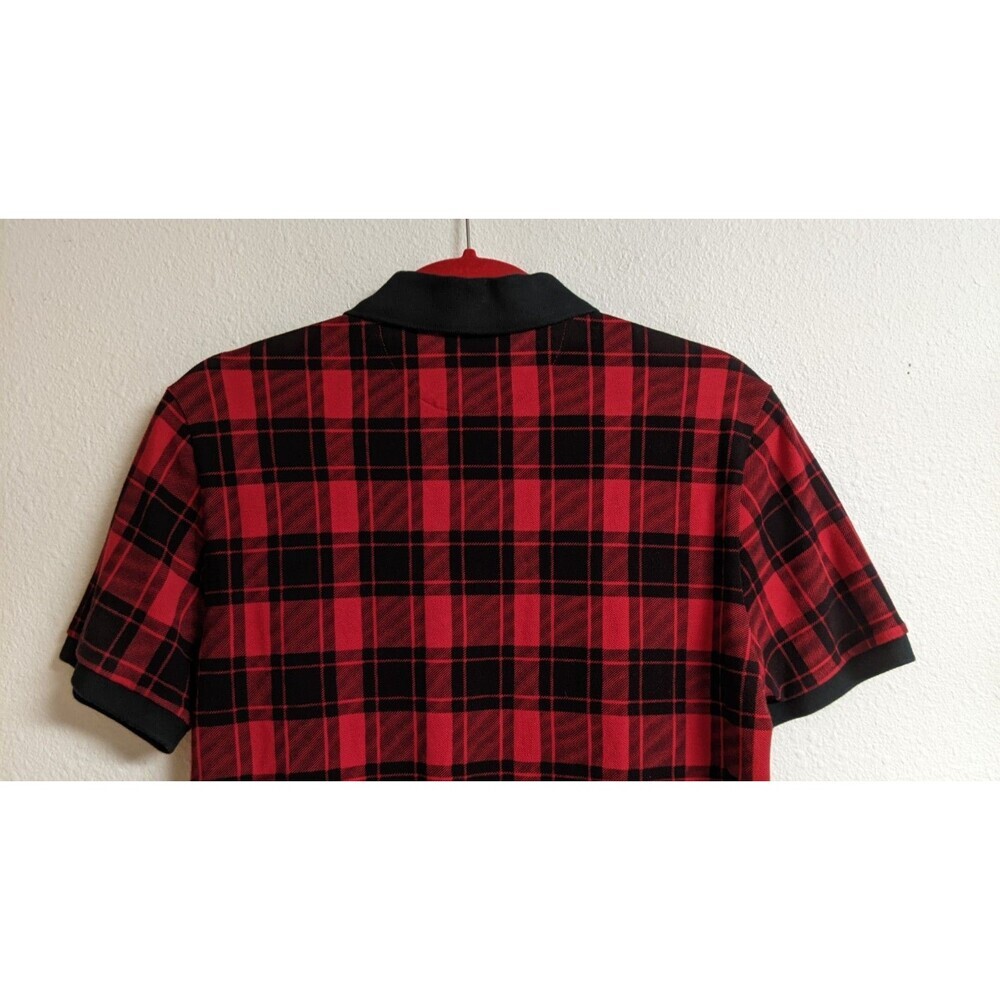 Polo Ralph Lauren Men's Custom Slim Fit Plaid Mesh Polo Shirt Red/Black M - Picture 7 of 8